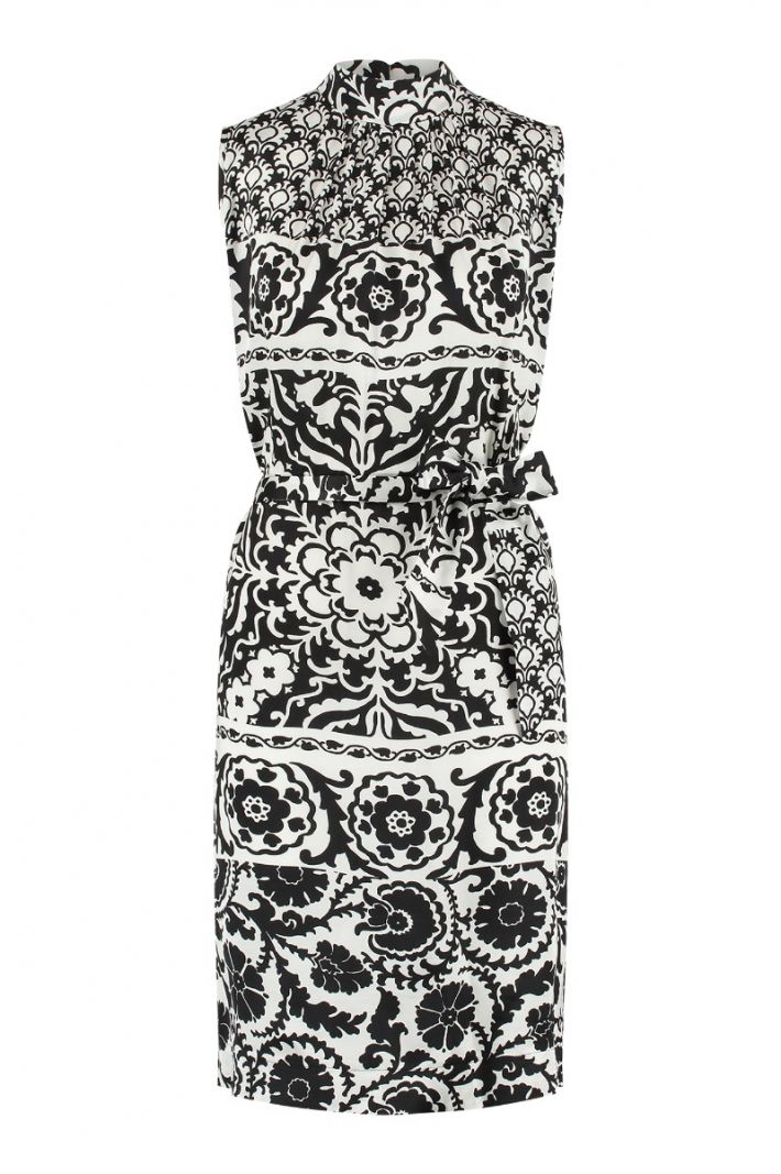 08813 Iza Satin Ornament Dress - White/Black