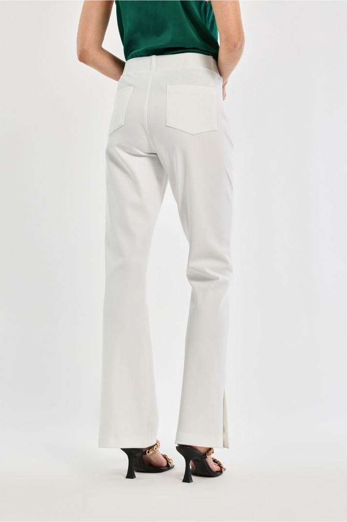 08931 Maan Bonded Flair Trousers - Off White