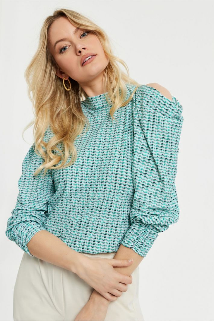08938 Sammy Layers Blouse - Off White/Green