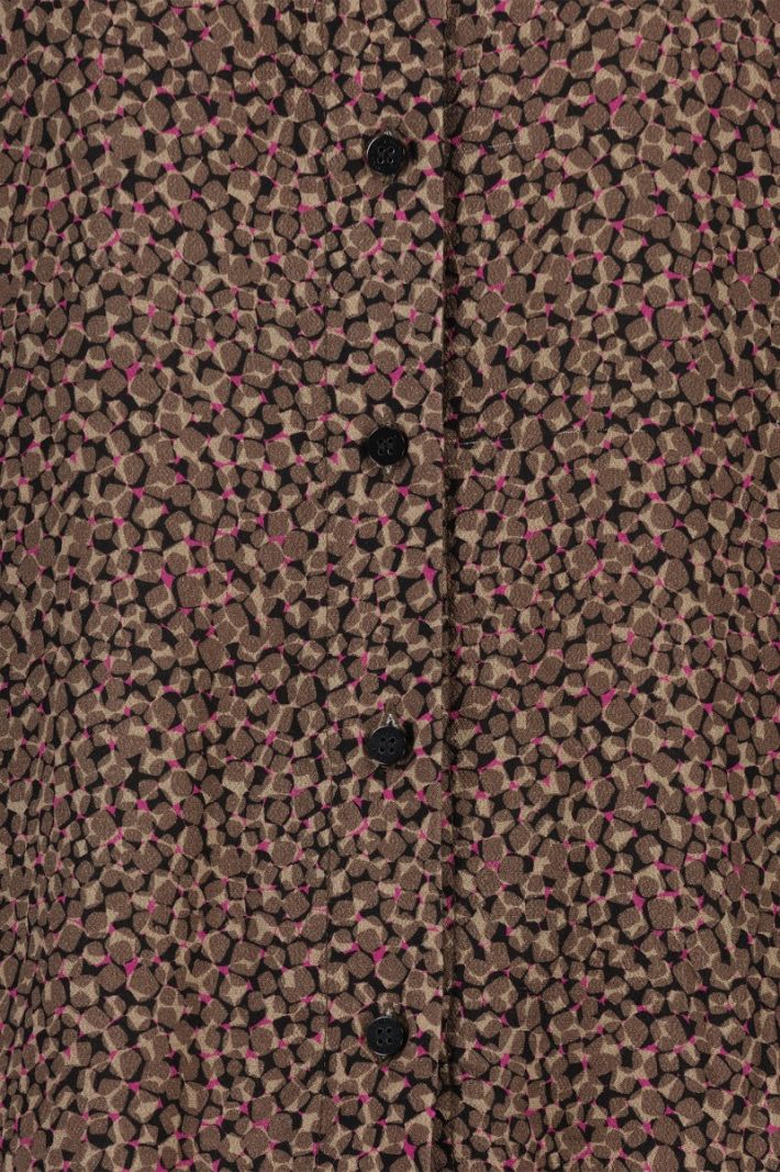 09195 Merel Cube Crepe Blouse - Bronze/Neon Pink