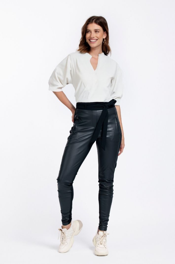 09222 Margot Leather Trousers - Donker Blauw