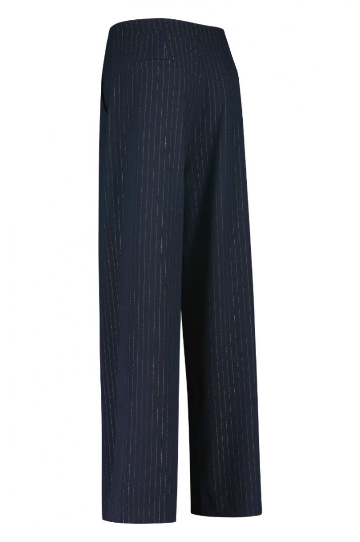 09255 Holly Lurex Stripe Trousers - Dark Blue/Gold