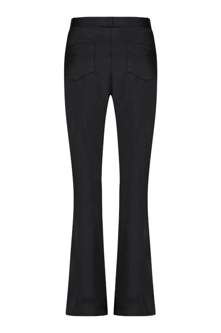 09347 Lio Shiny Bonded Flair Trousers - Black
