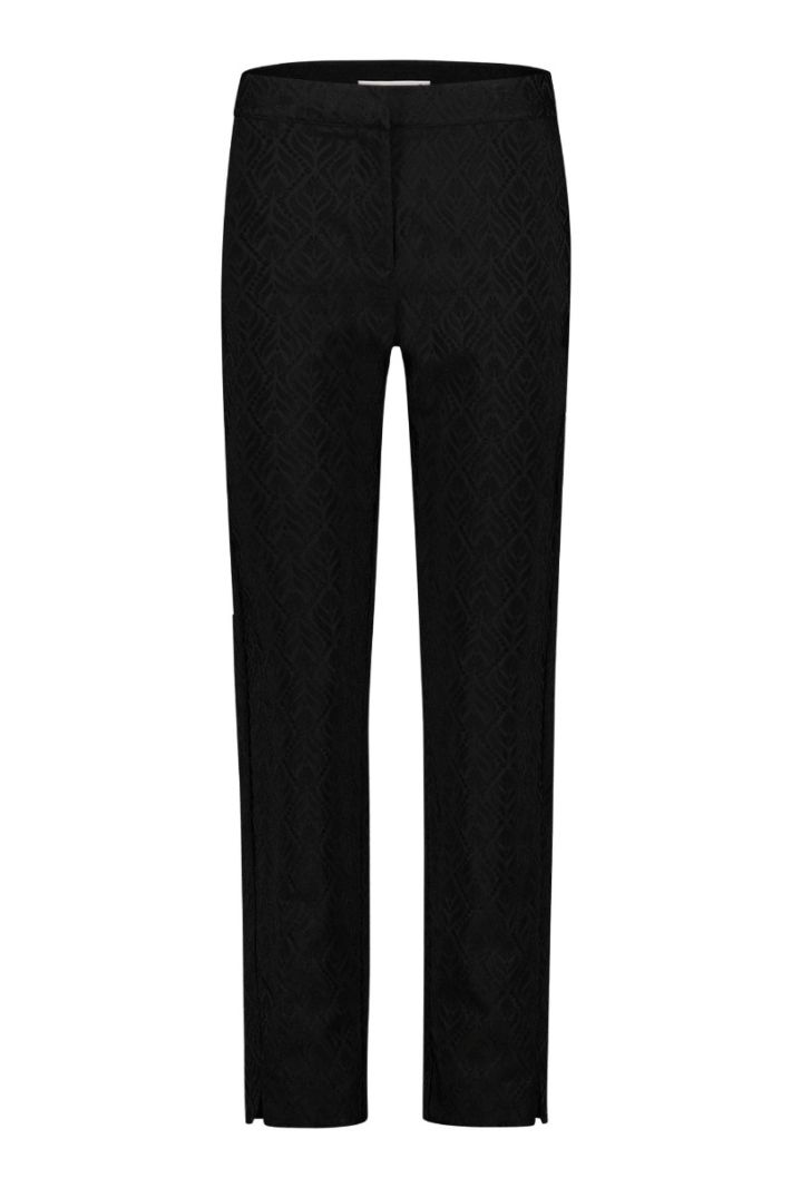 09367 Mira Ornament Jacquard Trousers - Black