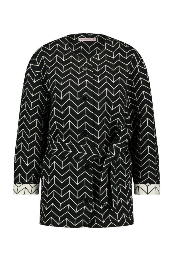 09401 Naomie Quilted Arrow Jacket - Zwart/Kit