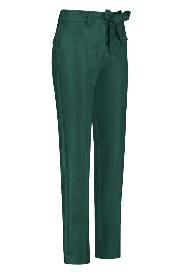 09428 Mita Faux Leathe Trousers - Dark Green