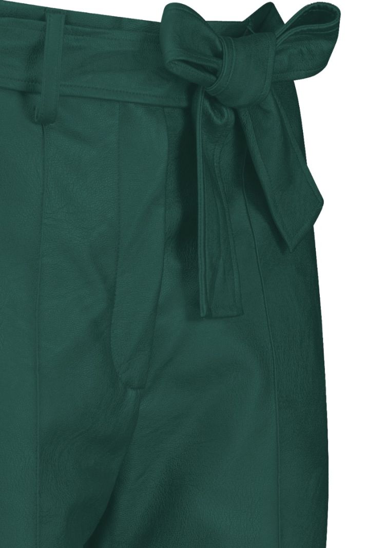 09428 Mita Faux Leathe Trousers - Dark Green