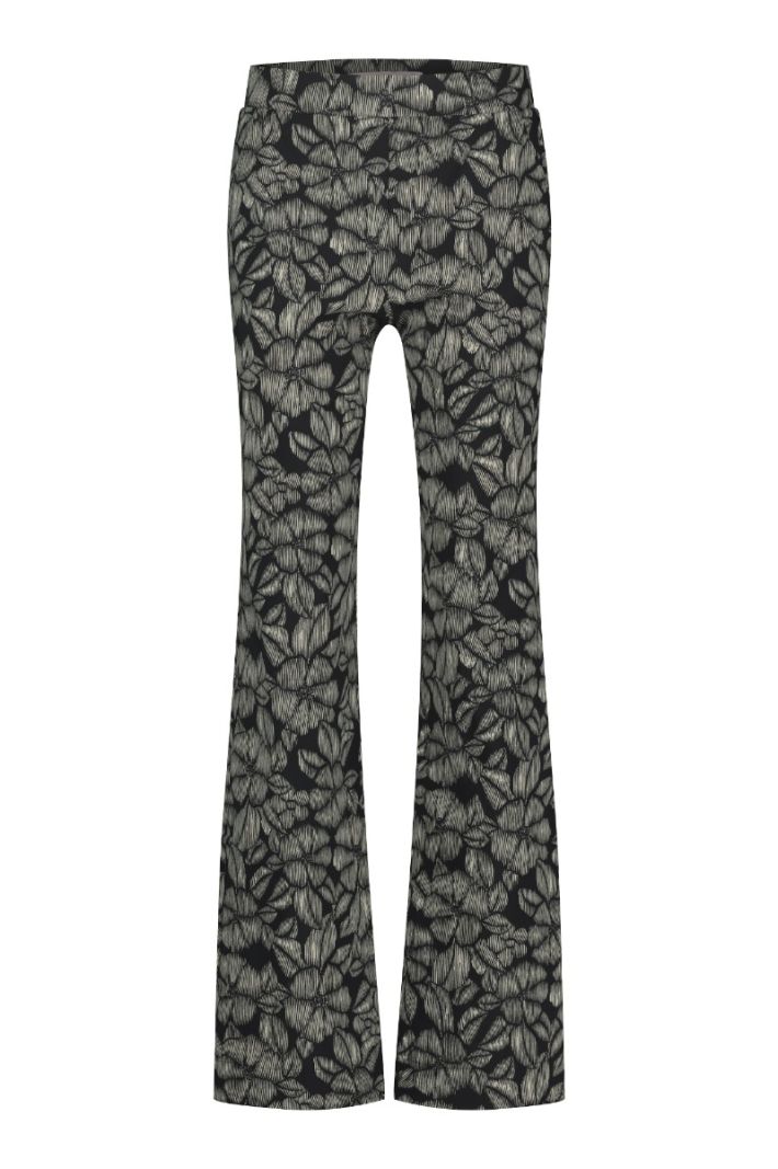 09443 Marilon Flower Trousers - Dark Blue/Cappu 
