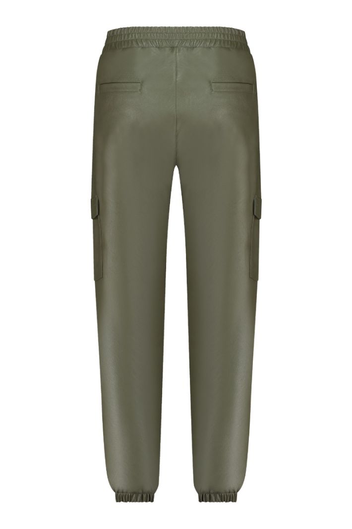 09589 Evi Leather Cargo Trousers - Earth