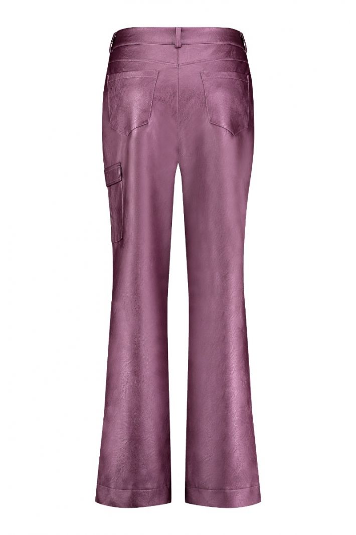 09627 Selina Metallic Leather Trousers - Purper