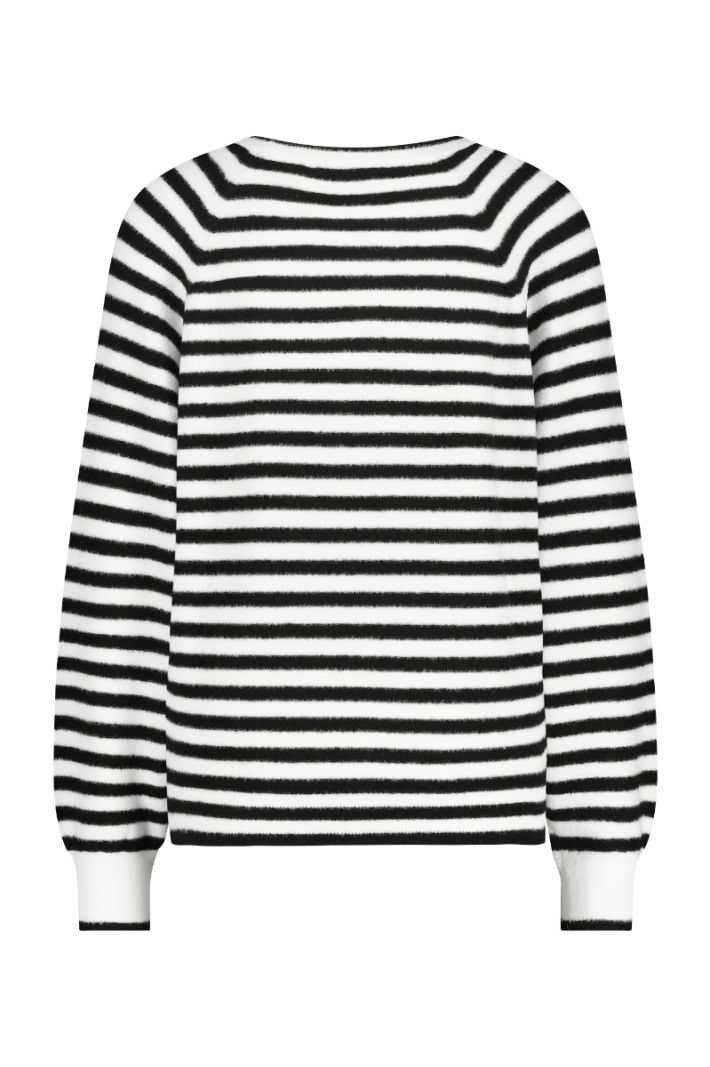 09642 Joey Soft Striped Pullover - Zwart/Wit