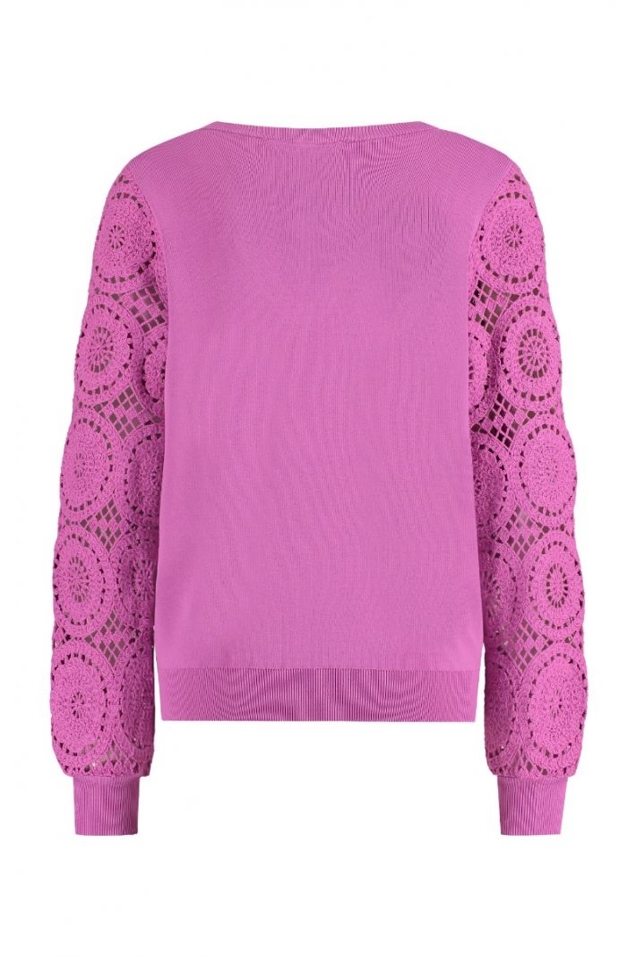 09858 Dinah Crochet Pullover - Dark Pink