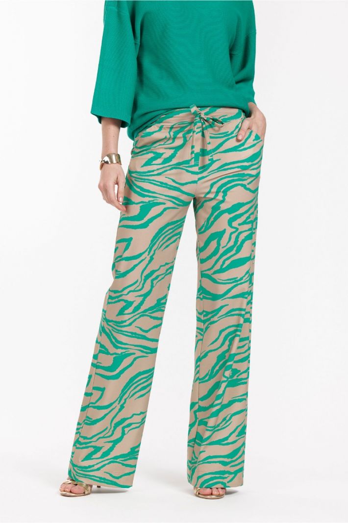 09964 Abigail Tiger Trousers - Smaragd/Clay