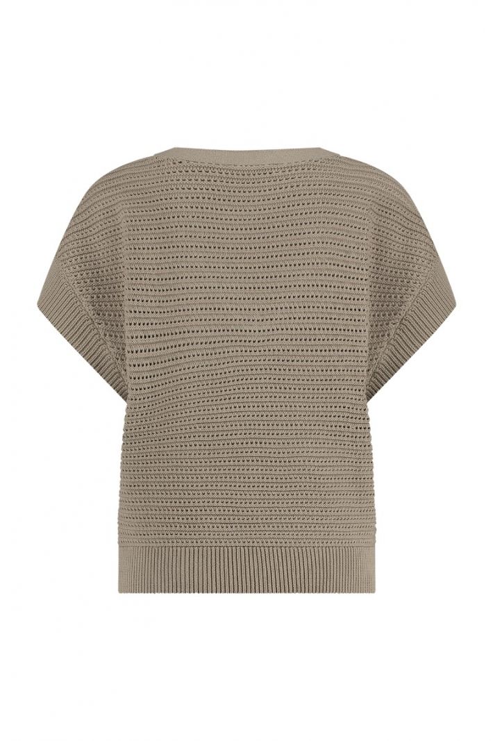 10000 Chiara V-Neck Crochet Top - Clay
