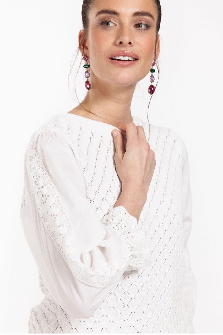 10001 Giorgioa Crochet Pullover - Off White