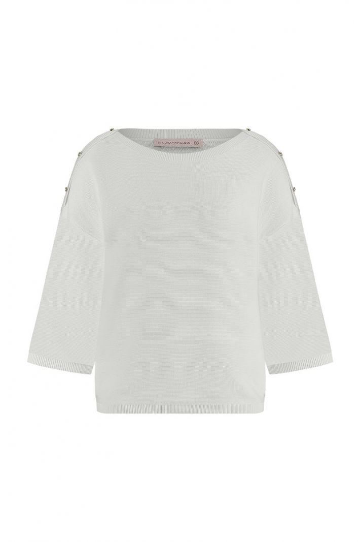 10002 Evelin Button Boatneck - Off White