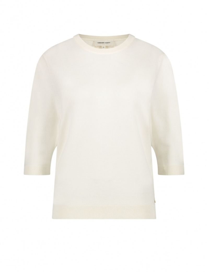 CLT-PUL-15-AW24 Molly Button SS Pullover - Cosy White