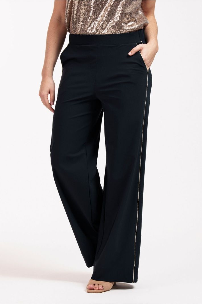 11055 Cilou Piping Trousers - Dark Blue