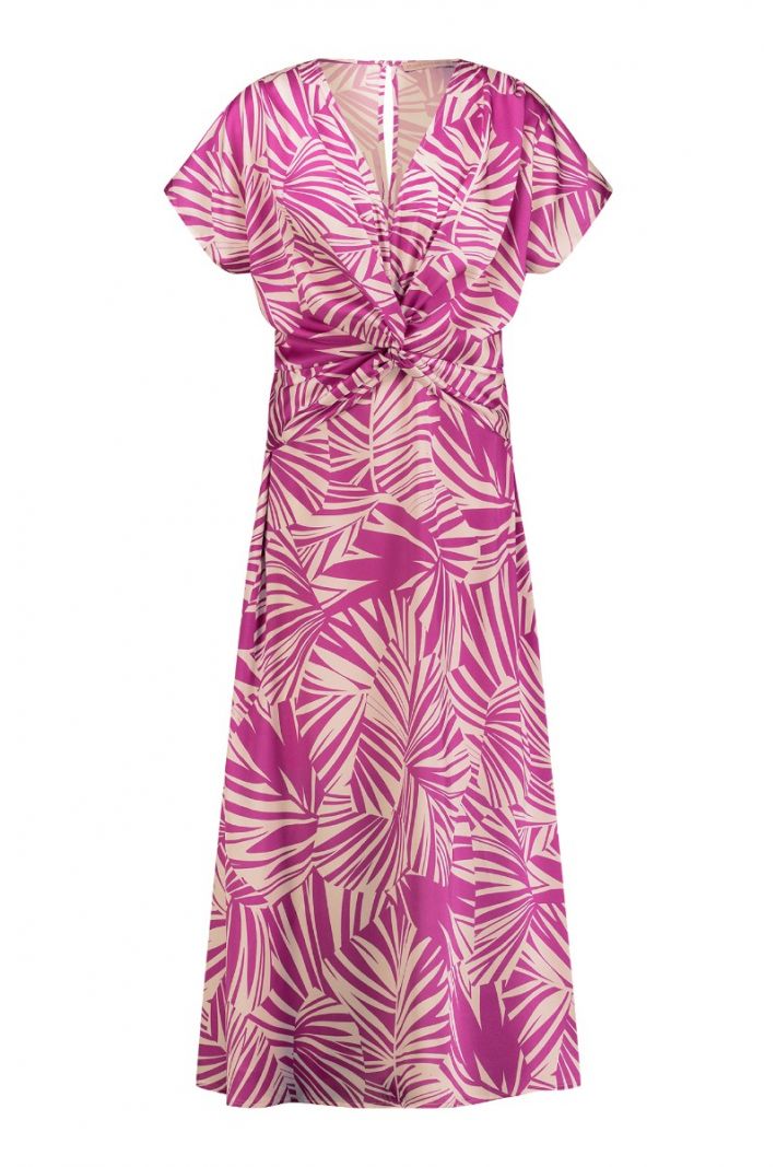 11069 Cleo Satin Palm Dress - Kit/Fuchsia