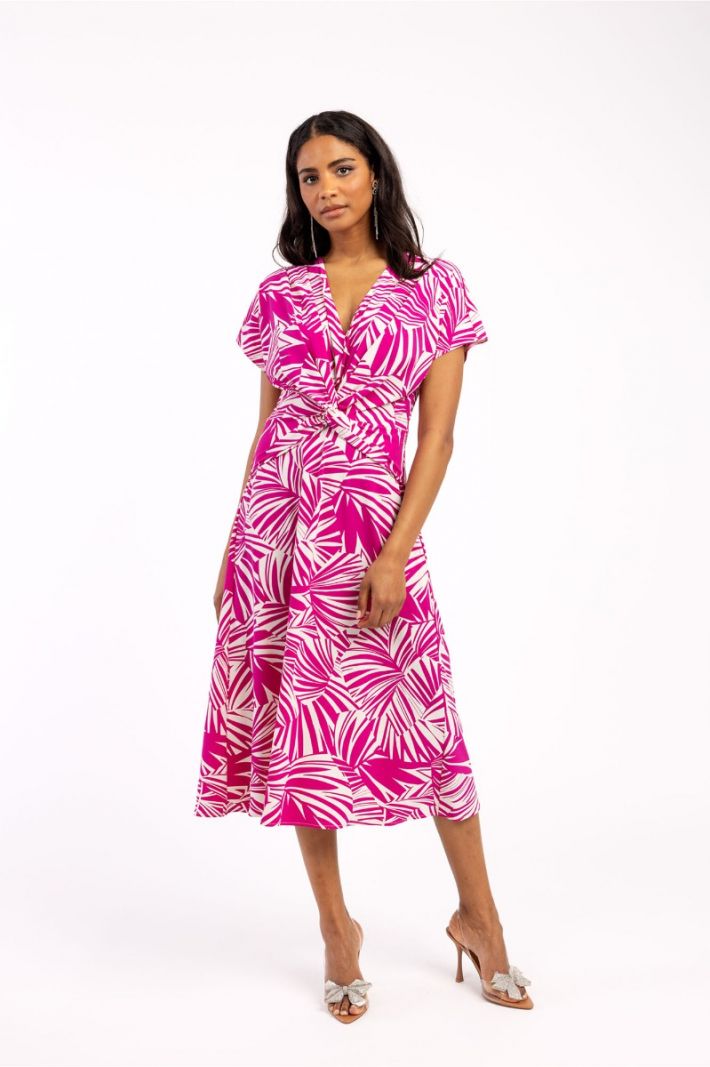 11069 Cleo Satin Palm Dress - Kit/Fuchsia