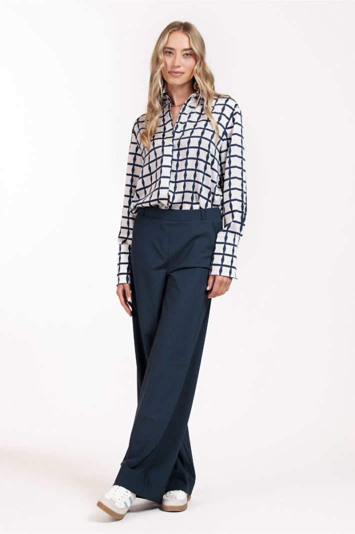 11692 Flair Mini Check Trousers - Dark Blue/Black