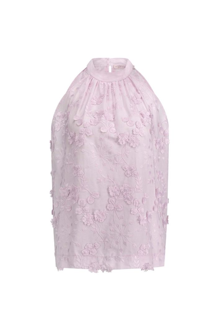 11805 Sara Fringe Embroidery Top - Lila