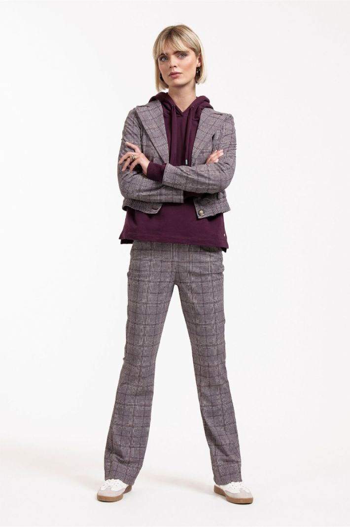 12002 Flair Check Trousers - Merlot/Kit