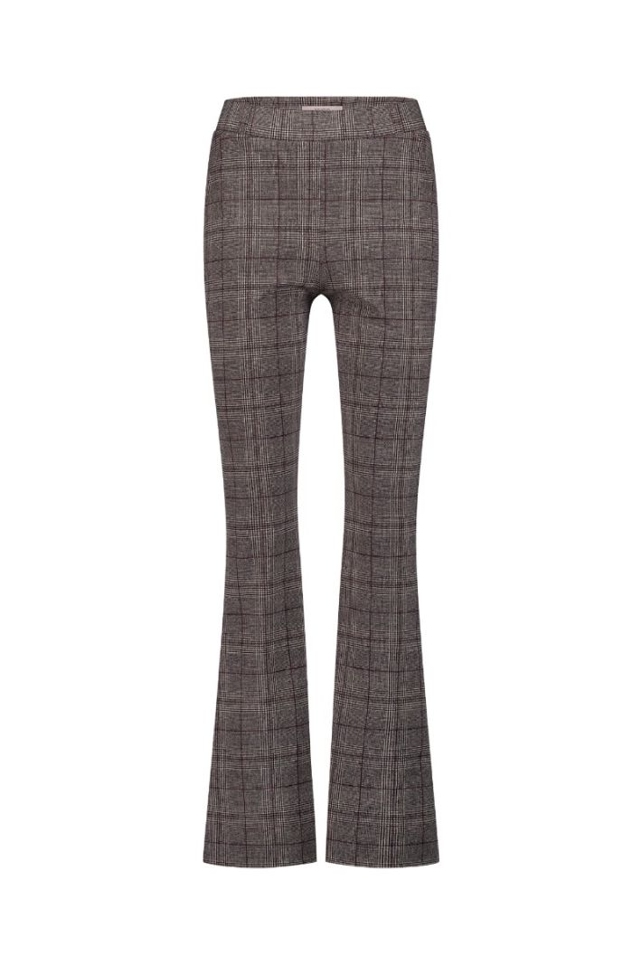 12002 Flair Check Trousers - Merlot/Kit