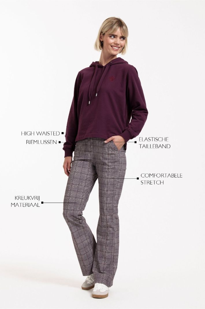 12002 Flair Check Trousers - Merlot/Kit