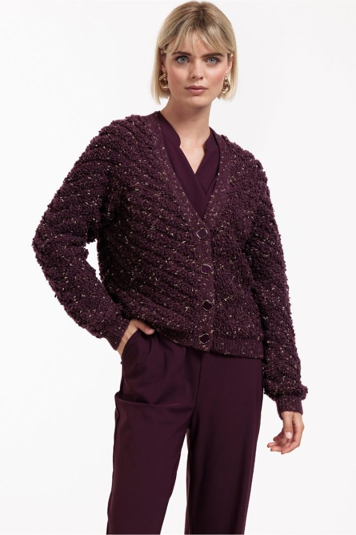 12026 Iris Chunky Glitter Cardigan - Blackberry