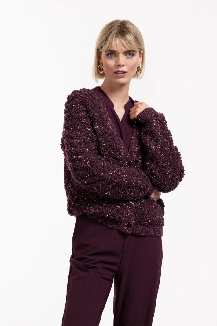 12026 Iris Chunky Glitter Cardigan - Blackberry