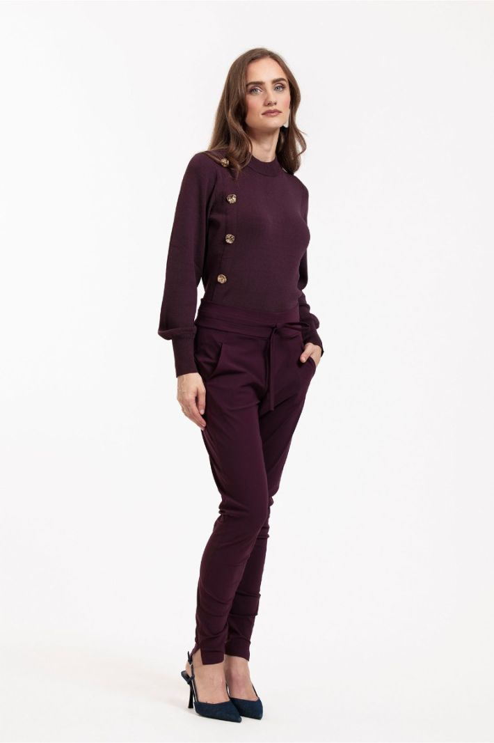 12032 Lovis Button Pullover - Blackberry