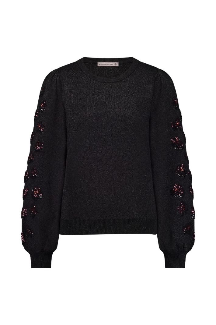 12060 Hilly Embroidery Pullover - Zwart