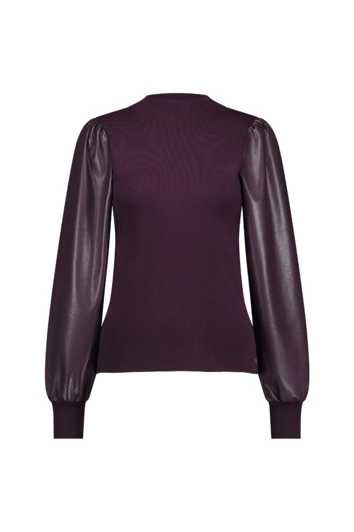 12061 Noortje Faux Leather Pullover - Blackberry