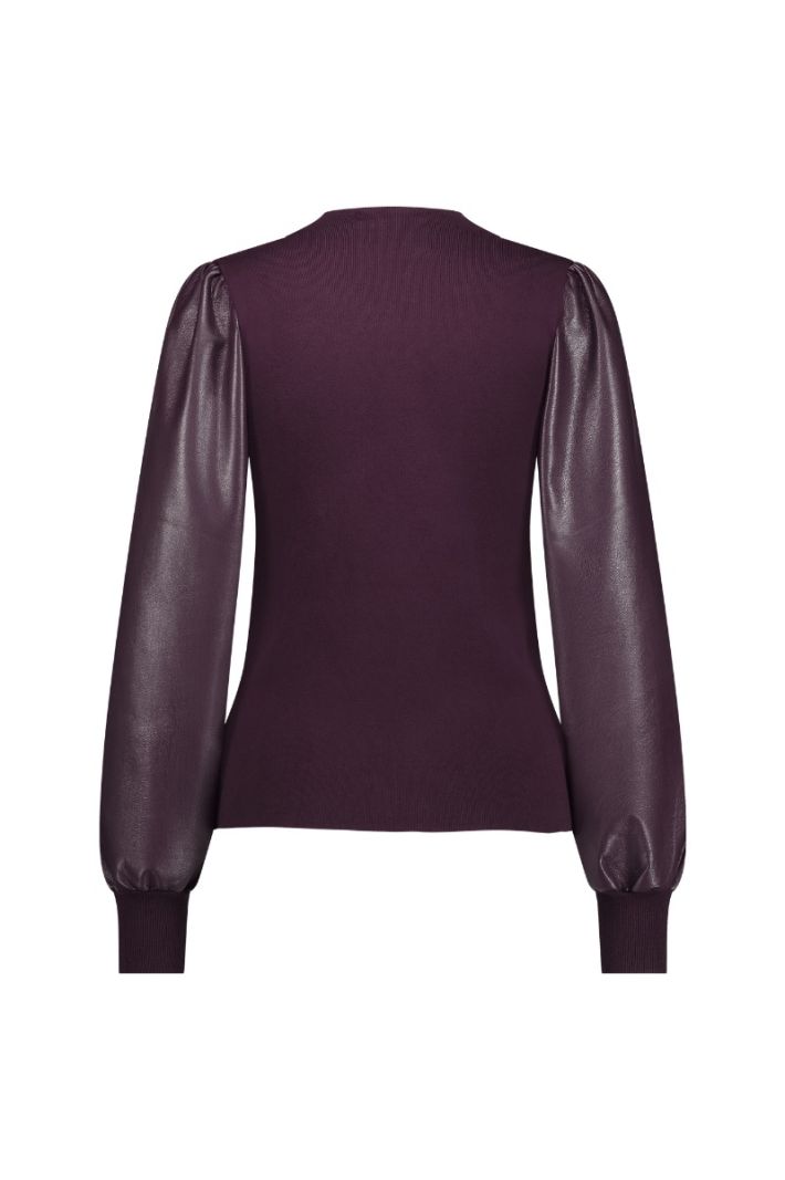 12061 Noortje Faux Leather Pullover - Blackberry