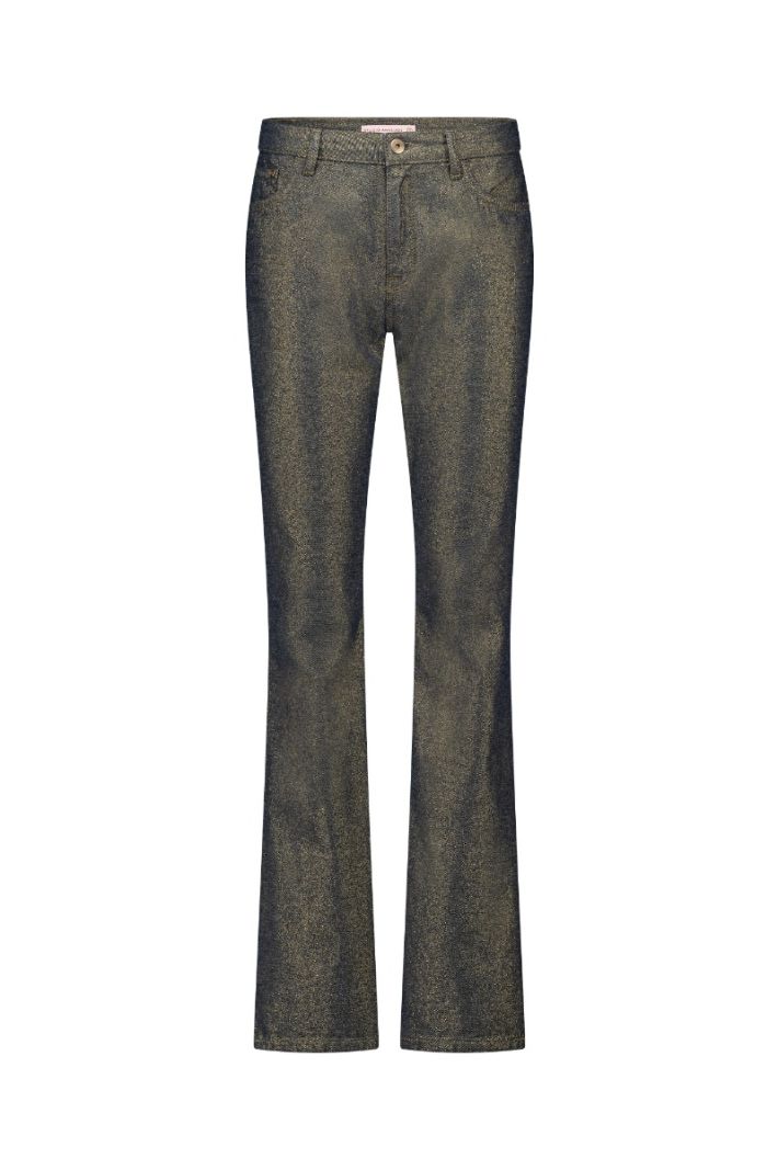 12067 Flair Gold Denim Trousers - Goud