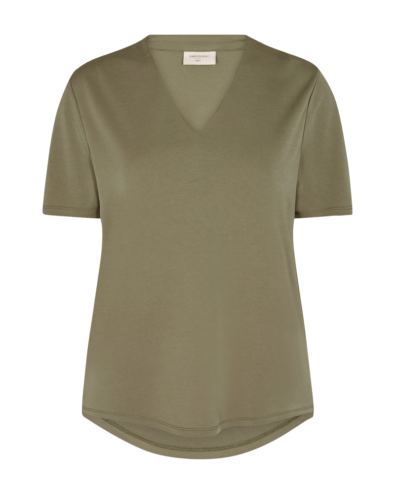 120958 Fqyr T-Shirt met V-Hals - Deep Lichen Green