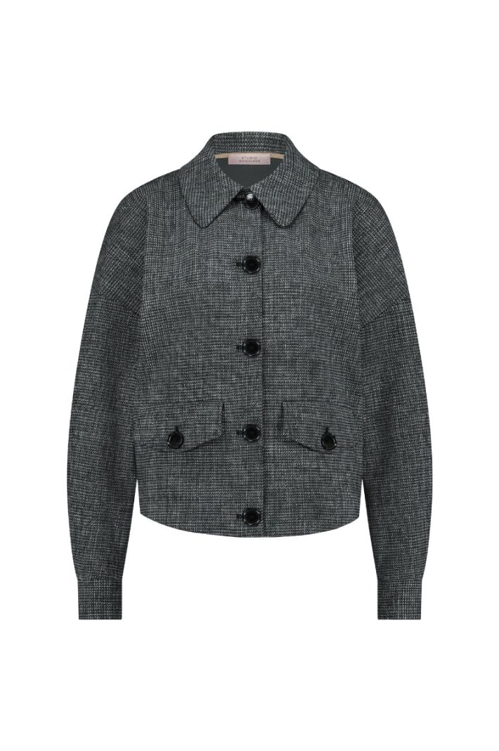 12096 Brioni bnd Tweed Jacket - Black/Off White