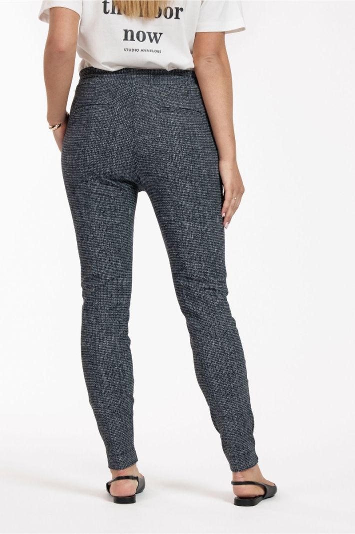 12097 Downstairs bnd Tweed Trousers - Black/Off White