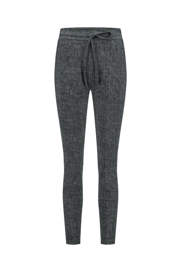 12097 Downstairs bnd Tweed Trousers - Black/Off White