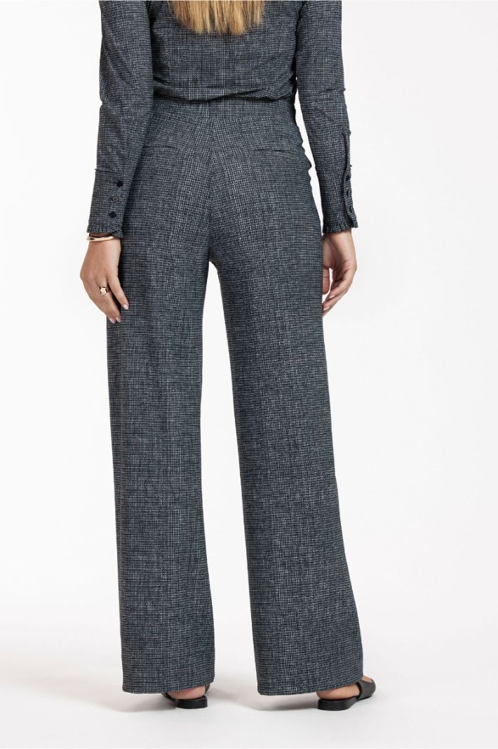 12098 Lexie bnd Tweed Trousers - Black/Off White