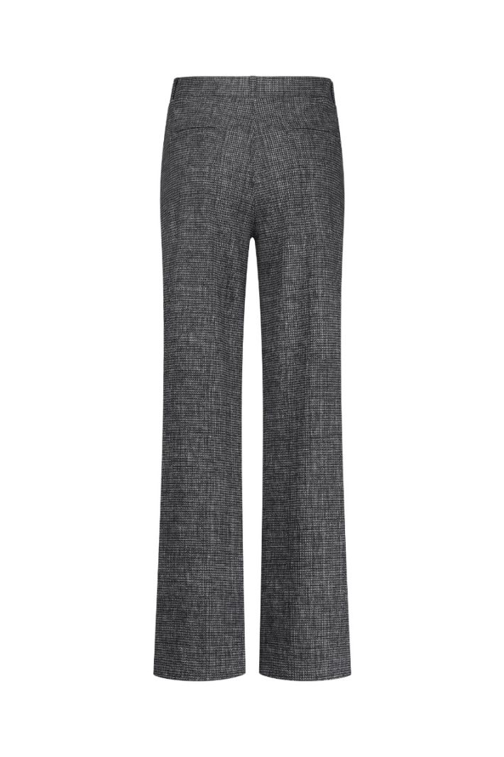 12098 Lexie bnd Tweed Trousers - Black/Off White