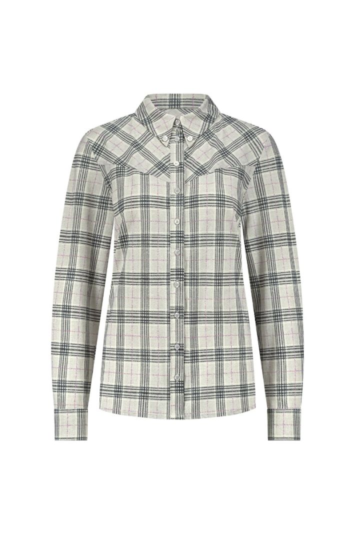 12121 Bobby Western Check Blouse - Grey Melange/Antraciet