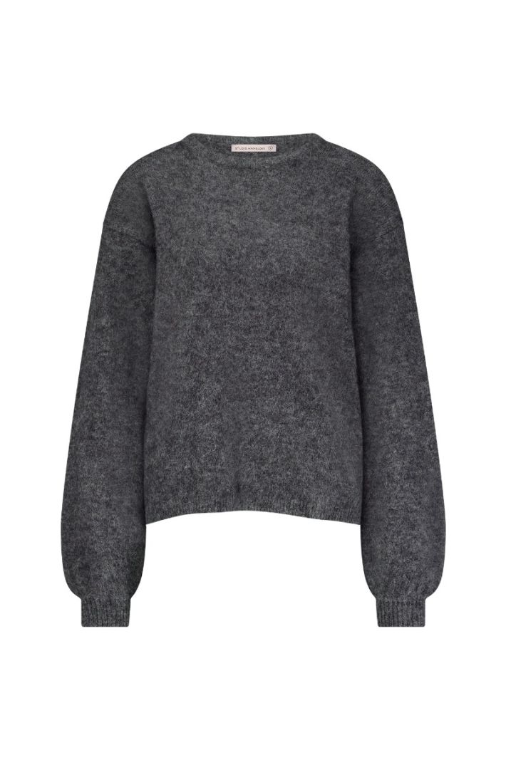 12161 Lisette Furry Pullover - Grey Melange