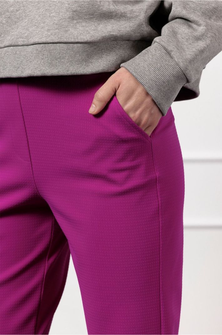 12183 Flair LONG bnd Structure Trousers - Magenta