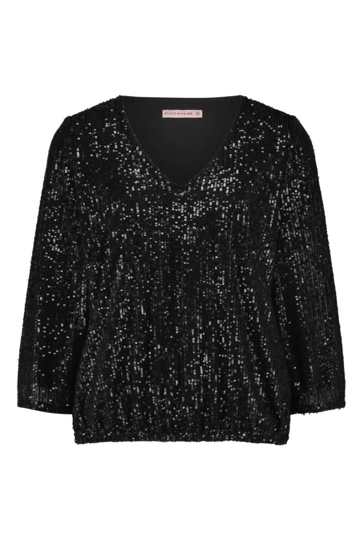 12199 Victoria Sequins Top - Black