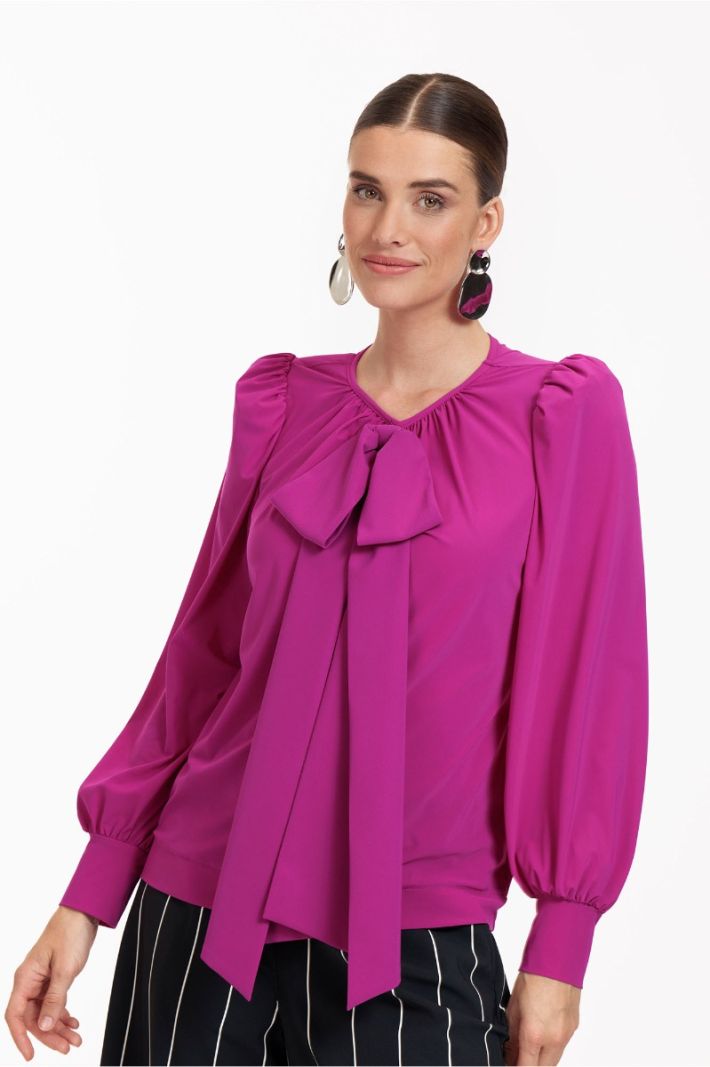 12212 Laurencia Bow Blouse - Magenta