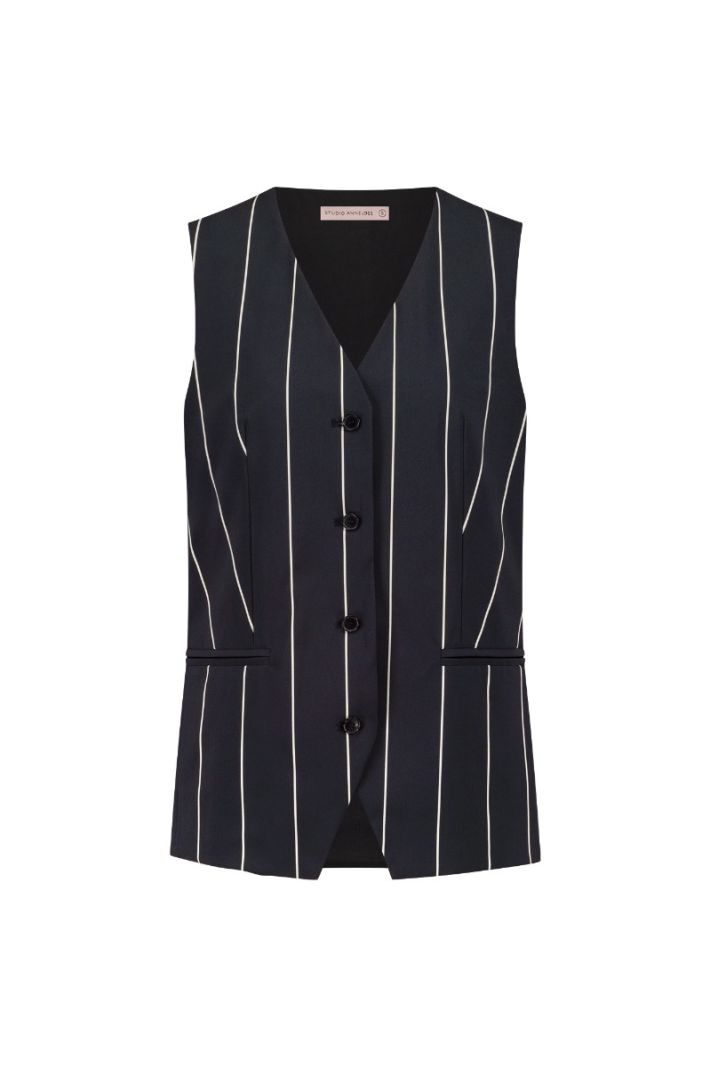 12213 Esmee Stripe Gilet - Black/Kit