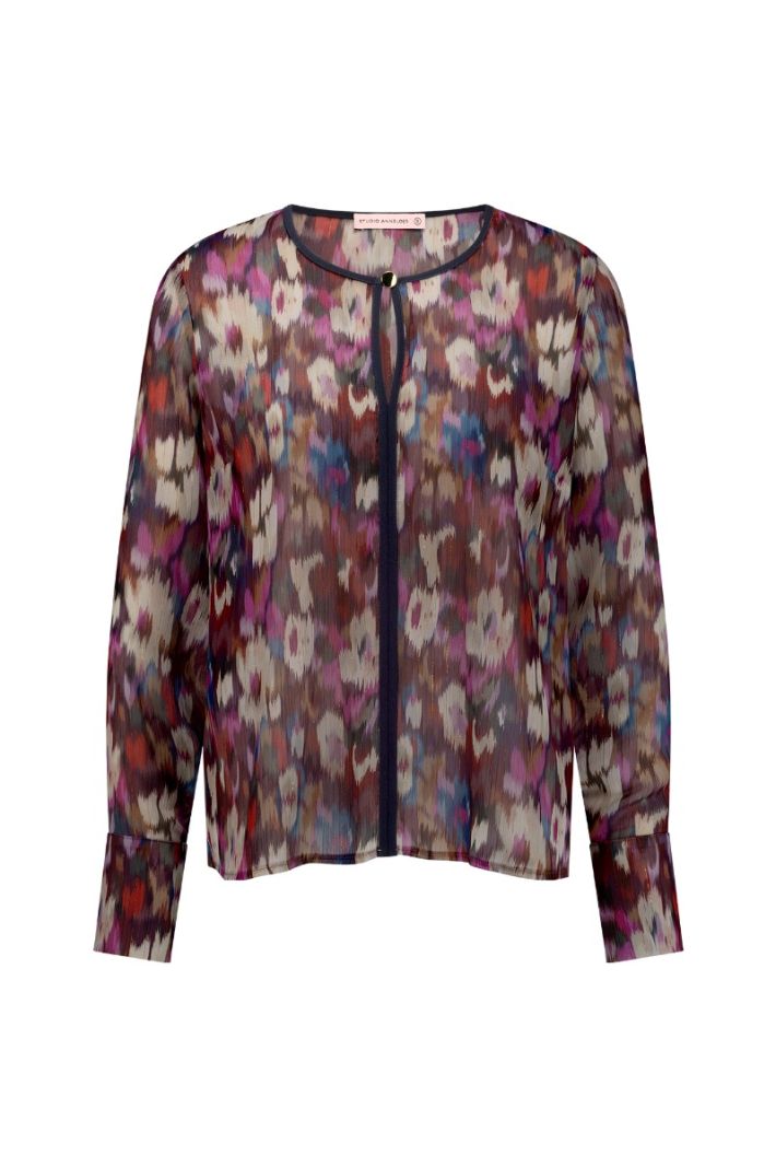 12236 Veerle Leoflower Crepe Blouse - Multi Color