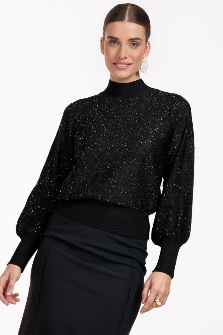 12262 Mireille Sequins Pullover - Black